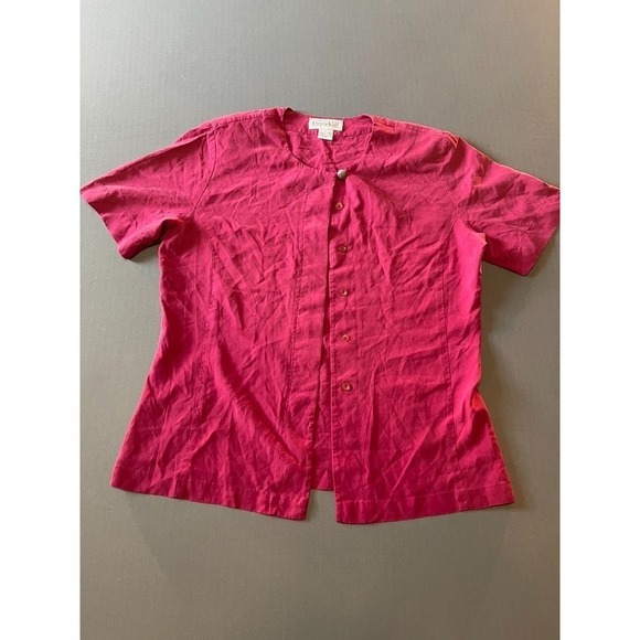christie & jill Tops - Vintage Christie and Jill Red‎ Silk  Short Sleeve Blouse Size 8